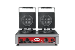 GMG - Waffeleisen American - 2x (Ø 16 X 1,5cm) - 50° Bis 300°C Feste Backplatte Aus Gusseisen - Fettfangrinne - Gehäuse Edelstahl