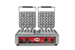 GMG - Waffeleisen Lokmia-D - 2x (Ø 25 X 3,5cm X 1,7cm / 3,4cm) - 50° Bis 300°C Feste Backplatte Aus Gusseisen - Fettfangrinne