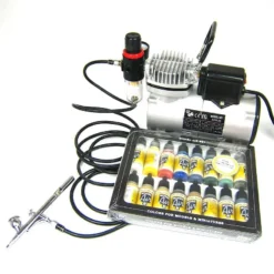 Airbrush Komplett Set Modellbau Vallejo Farben Sparmax SP35 Saturn AS-18-2S