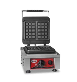 GMG - Waffeleisen Bruxelles - 2x (10,2 X 16,5 X 2,6cm) - 50° Bis 300°C Feste Backplatte Aus Gusseisen - Gehäuse Edelstahl